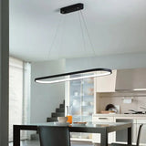 Ovale hanglamp zwart keuken met afstandsbediening dimbaar