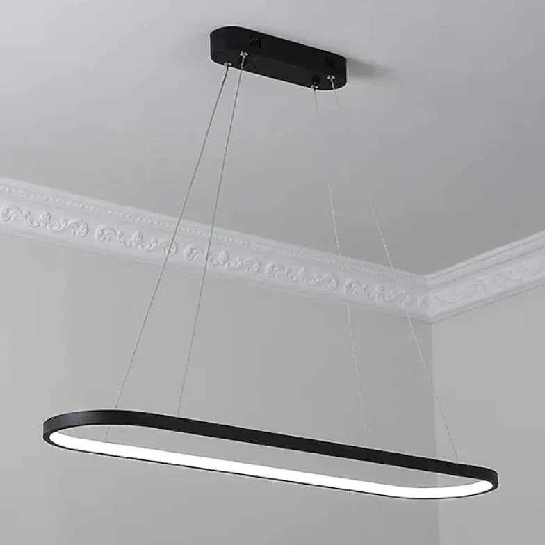 Ovale hanglamp zwart keuken met afstandsbediening dimbaar