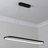 Ovale hanglamp zwart keuken met afstandsbediening dimbaar