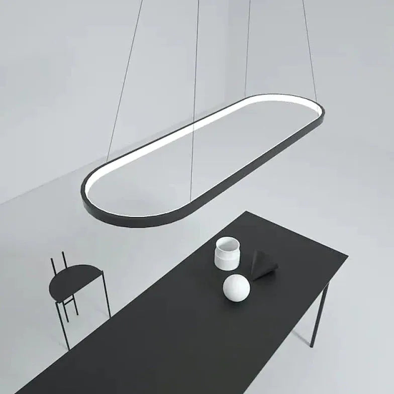 Ovale hanglamp zwart keuken met afstandsbediening dimbaar