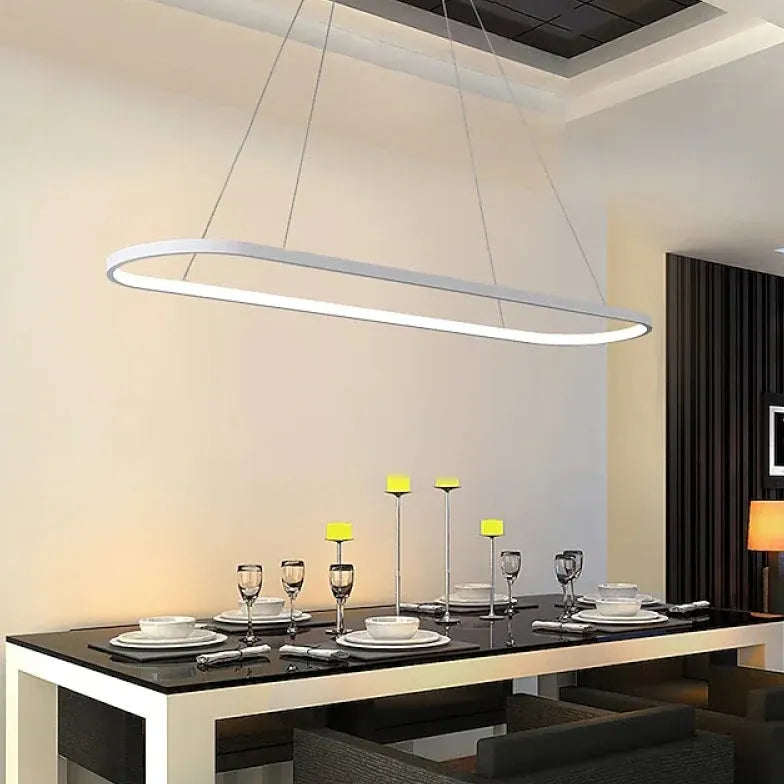 Ovale hanglamp zwart keuken met afstandsbediening dimbaar