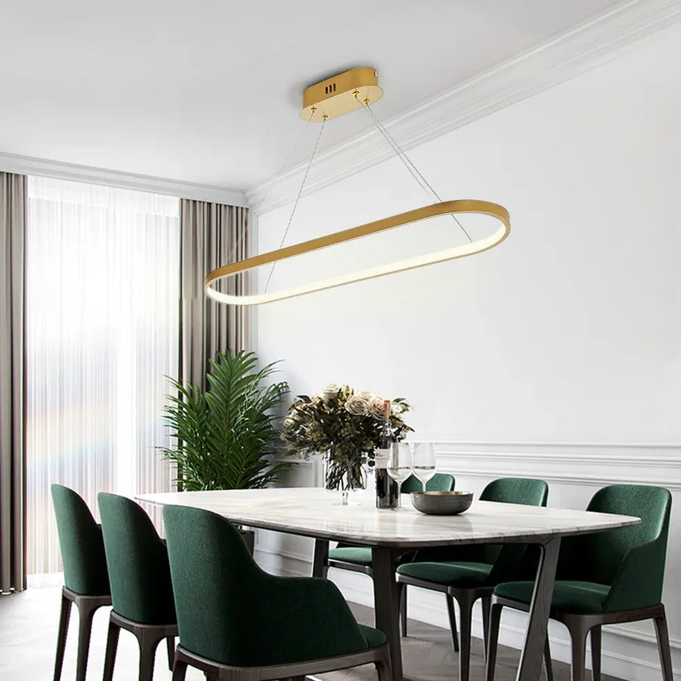 Ovale hanglamp zwart keuken met afstandsbediening dimbaar