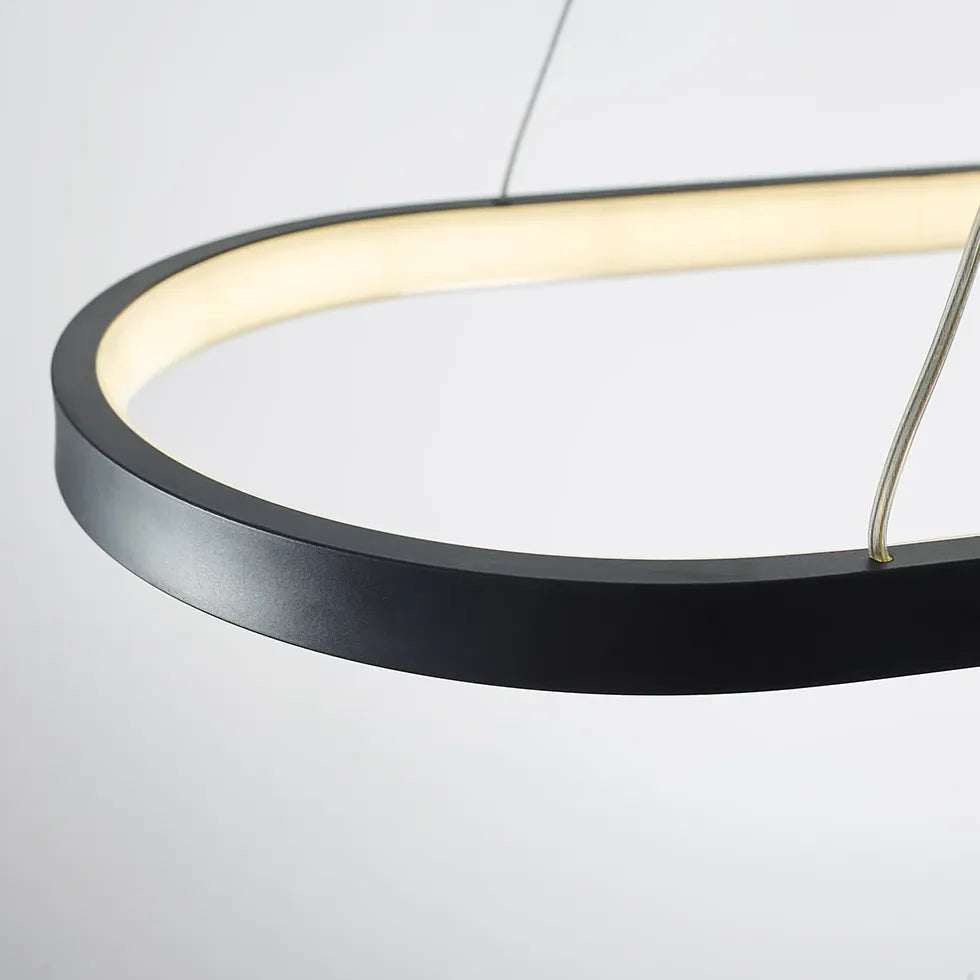Ovale hanglamp zwart keuken met afstandsbediening dimbaar