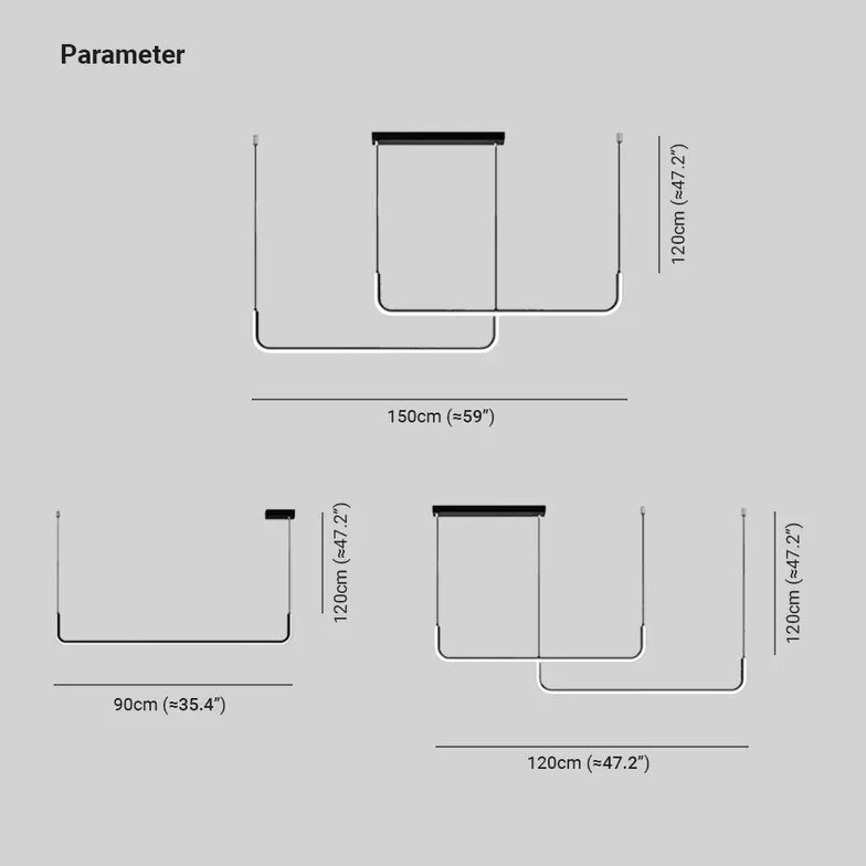 Hanglamp eettafel langwerpig zwart u vorm
