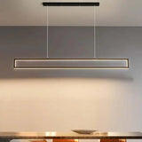 Minimalistische hanglamp zwart rechthoekig eetkamer