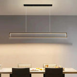 Minimalistische hanglamp zwart rechthoekig eetkamer