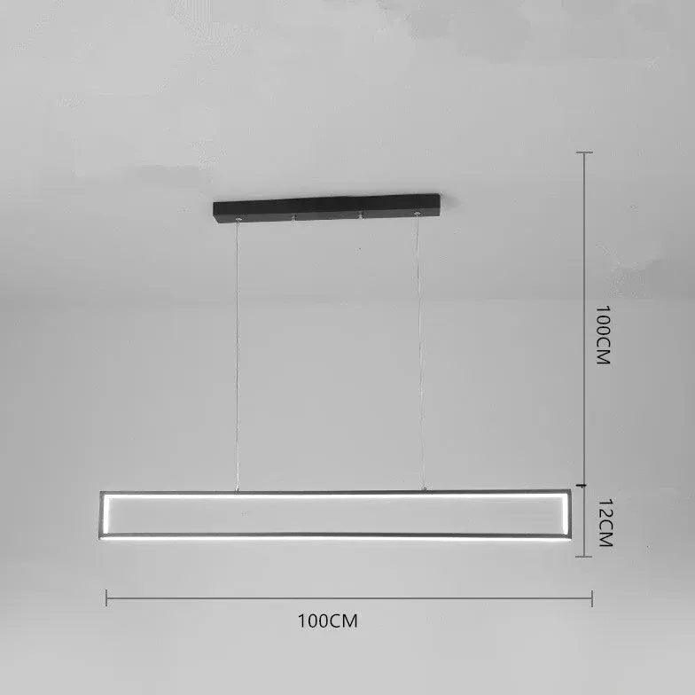 Minimalistische hanglamp zwart rechthoekig eetkamer