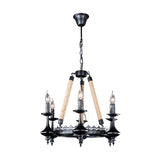 Kroonluchter lamp zwart vintage touw industrieel