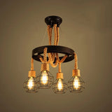 Zwarte hanglamp industrieel met retro jute touw