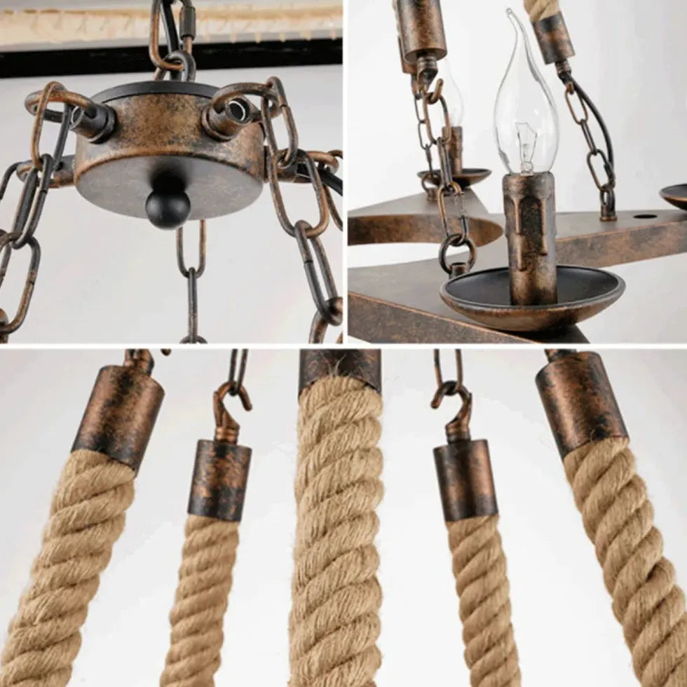 Industriële hanglampen met retro touwster design