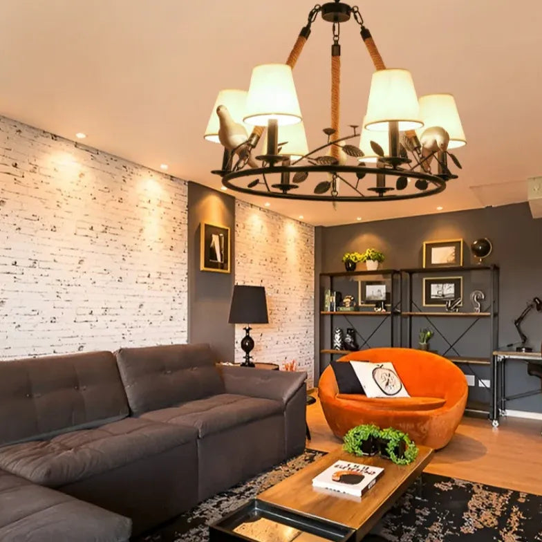 Kroonluchter retrovogeldecoratie voor de woonkamer