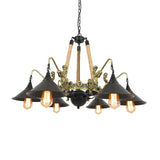 Vintage kroonluchter in zwart industrieel design