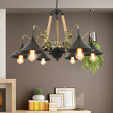 Vintage kroonluchter in zwart industrieel design