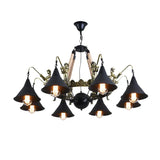 Vintage kroonluchter in zwart industrieel design