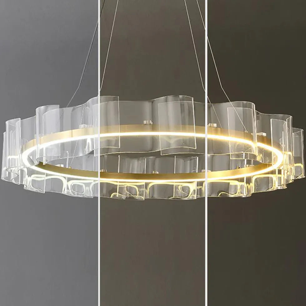 Hanglamp ringen goud golvende rand led
