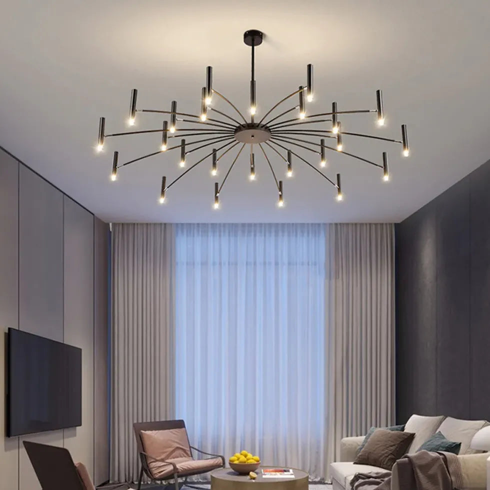 Zwart kroonluchter moderne led voor woonkamer