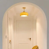 Plafond lamp wit glazen kap houten basis