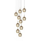 Gouden hanglamp met 10 glazen bollen