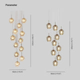 Gouden hanglamp met 10 glazen bollen