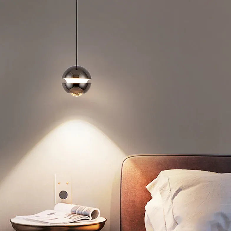 Zwarte metalen hanglamp bolvormige LED verlichting