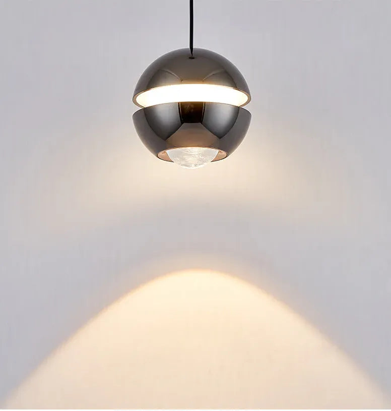 Zwarte metalen hanglamp bolvormige LED verlichting
