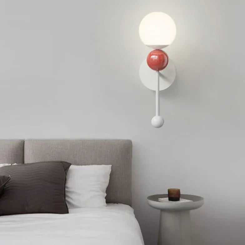 Muurlamp slaapkamer modern rood bolvormig
