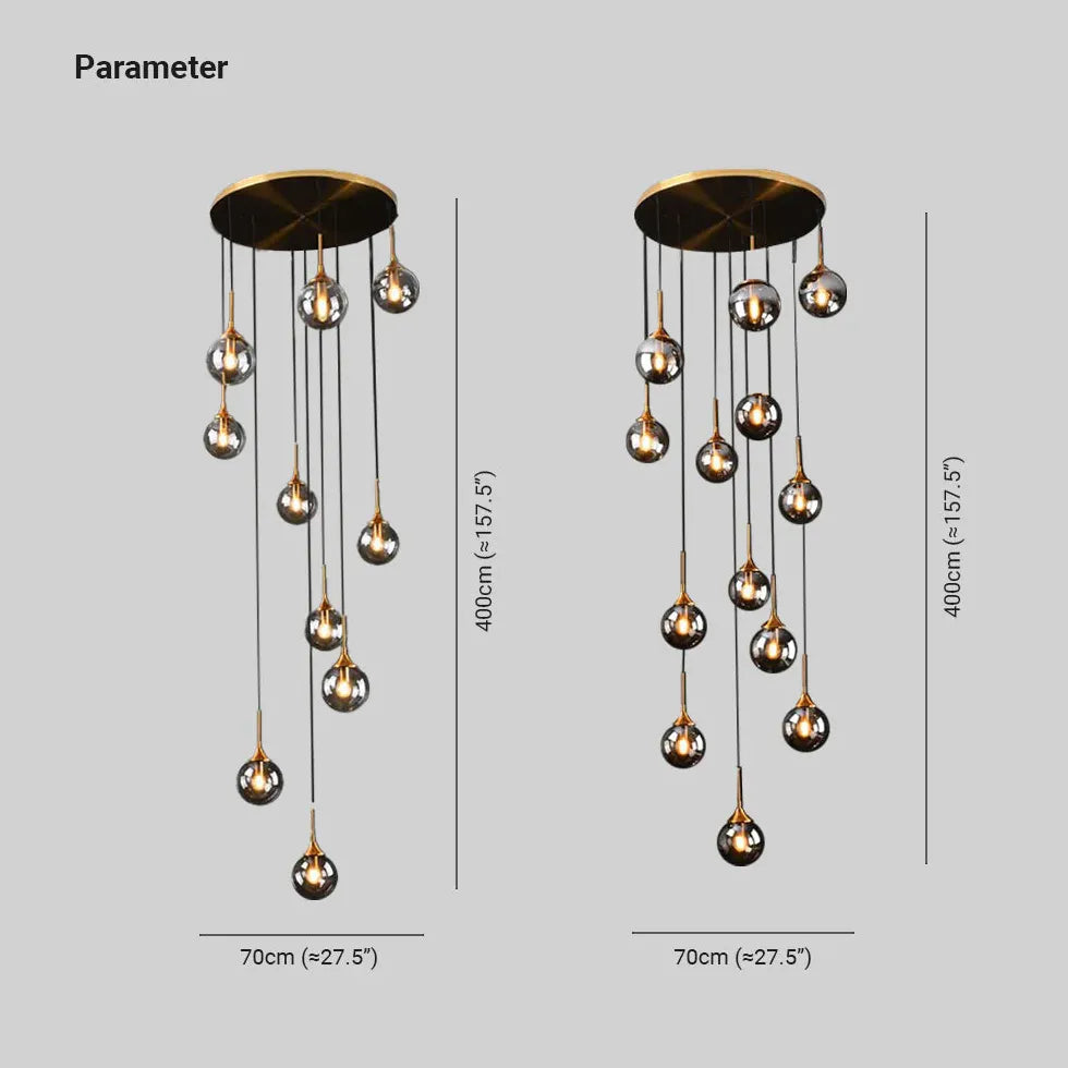 Gouden kroonluchter modern met bolvormige metalen ringen
