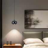 Hanglamp glazen bol in zwart voor slaapkamer met dimmer