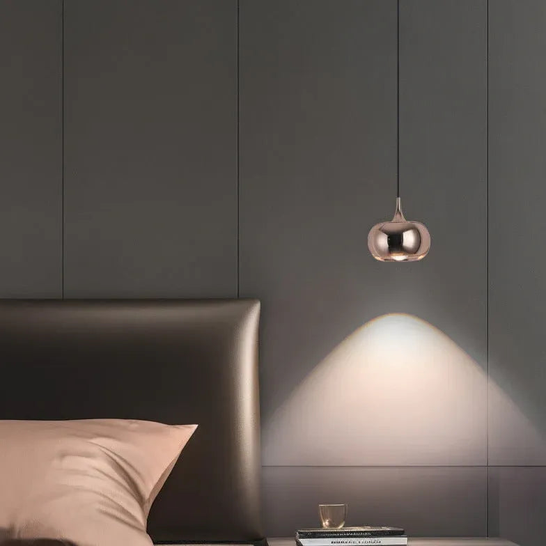 Hanglamp glazen bol in zwart voor slaapkamer met dimmer