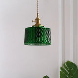 Retro hanglamp groen glas voor eetkamer