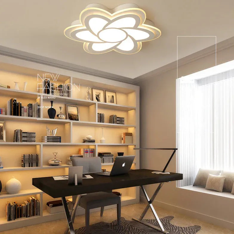 Plafondlamp wit led bloemvormig aluminium kantoor
