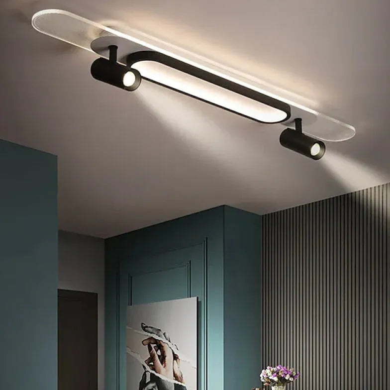 Led plafondspots zwart ovaal kantoor