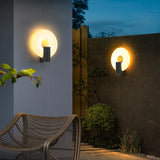 Wandlamp buiten rond zwart zonne energie