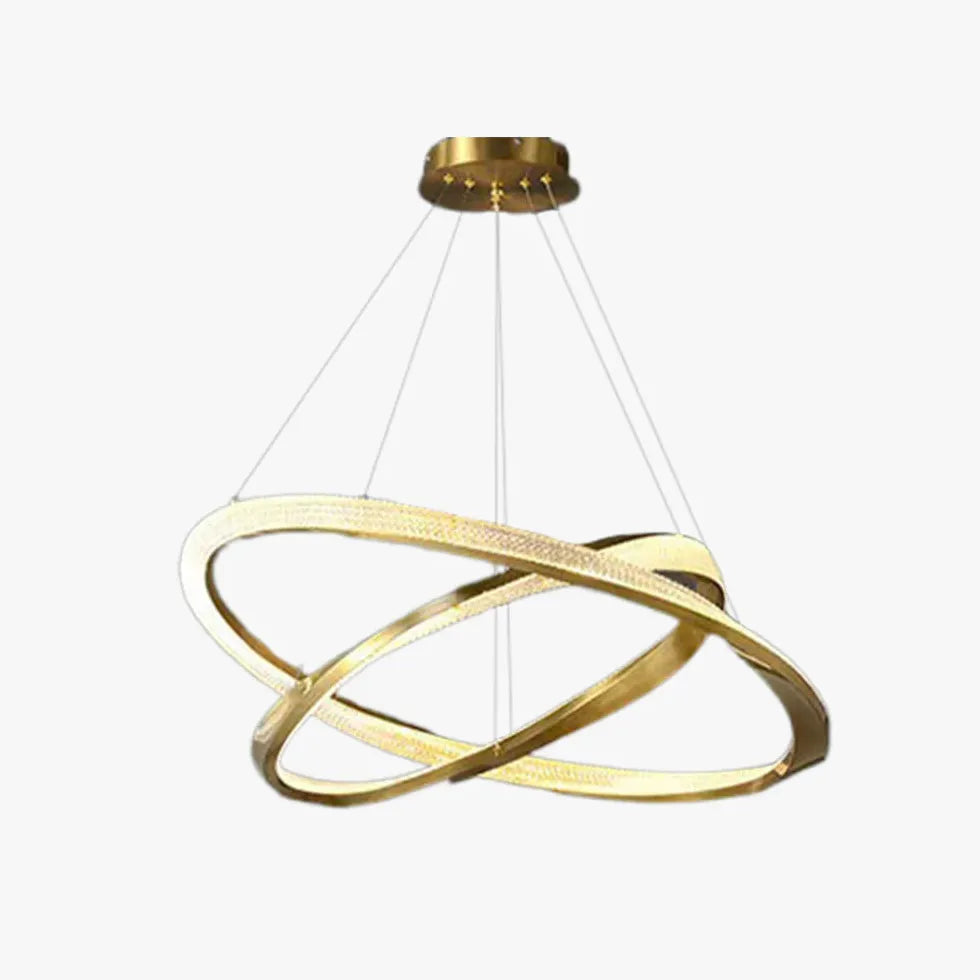 Hanglamp koperkleurig gekruiste ring woonkamer