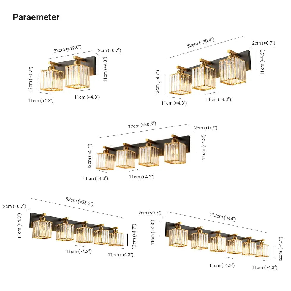 Wandlamp badkamer messing met kristalaccenten
