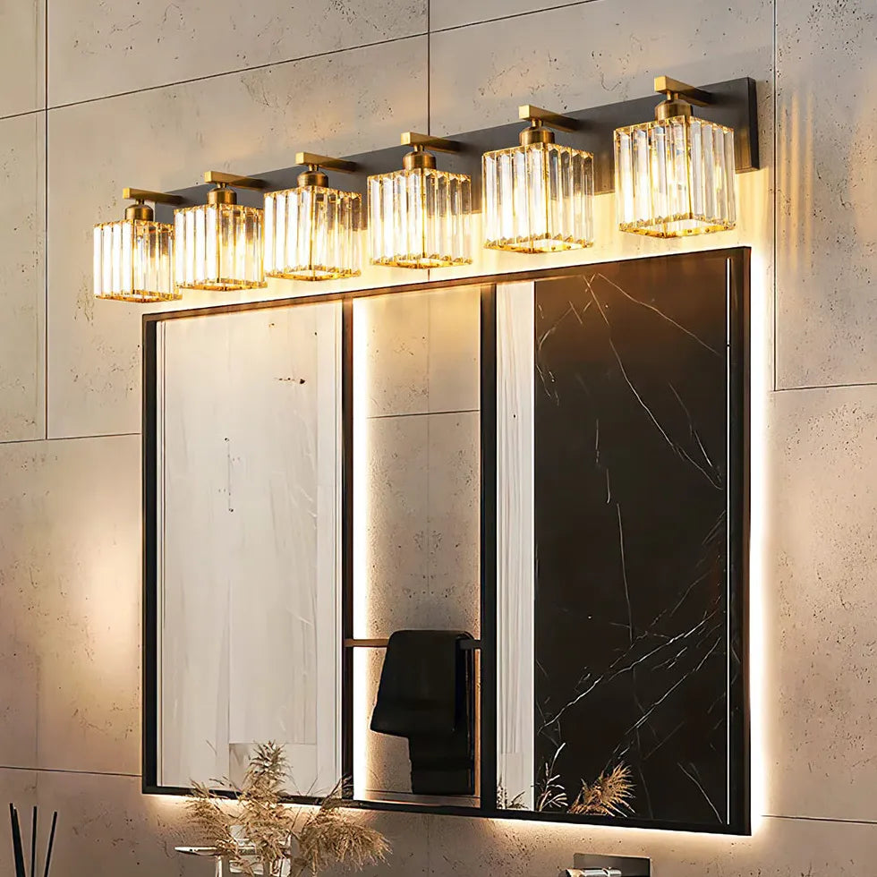 Wandlamp badkamer messing met kristalaccenten