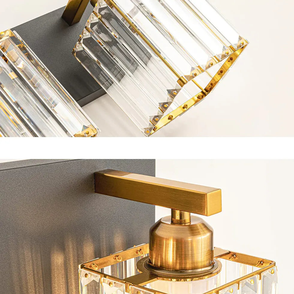 Wandlamp badkamer messing met kristalaccenten