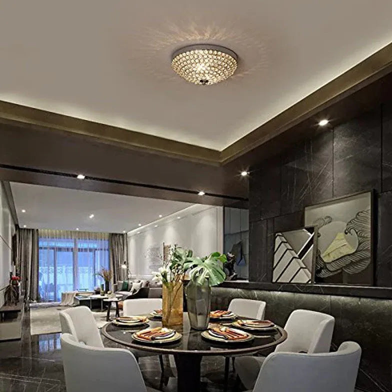 Plafonniere kristal met moderne kralen