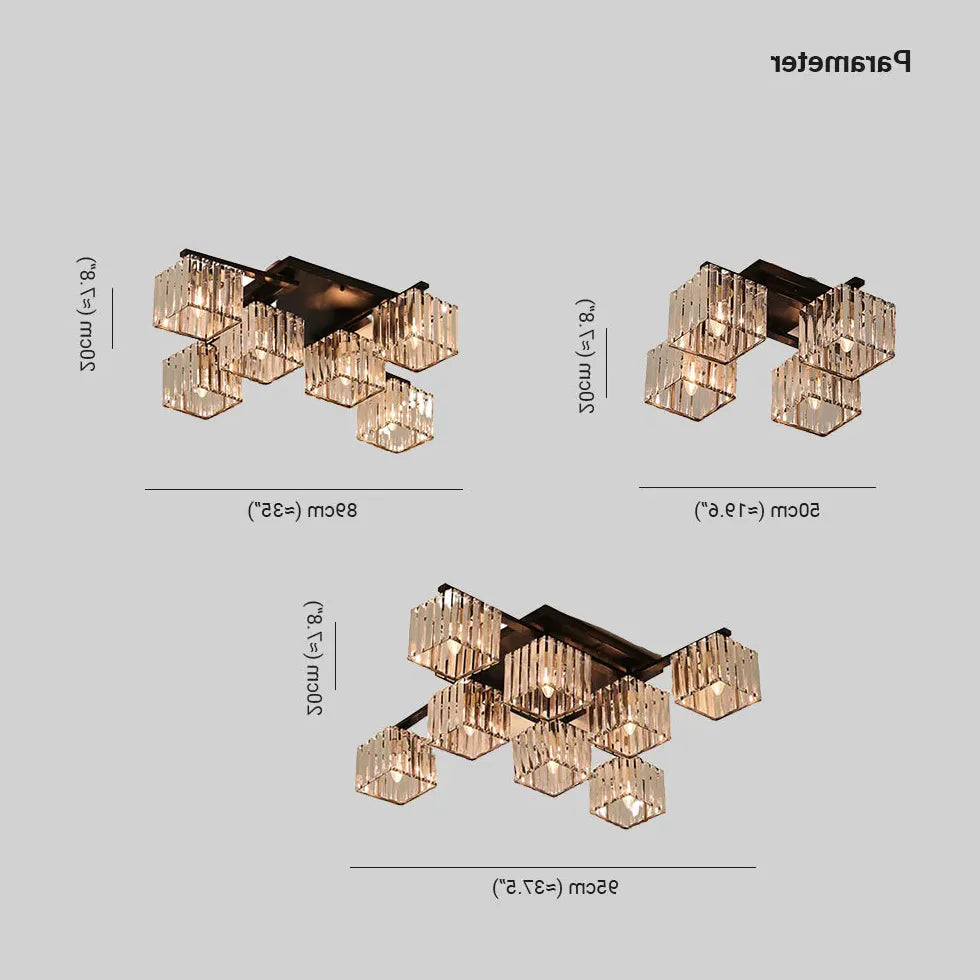Lamp plafond kubusvormige glazen kap slaapkamer