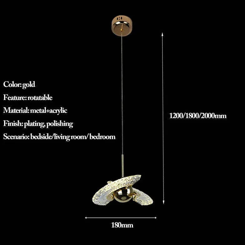 Hanglamp kristal goud led slaapkamer