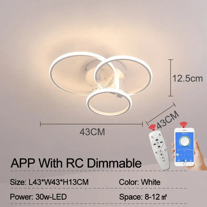 Plafondlamp led woonkamer zwarte polycyclisch ontwerp