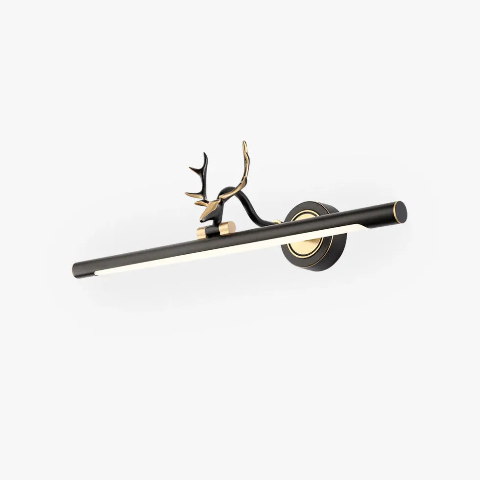 Wandlamp zwart met goud hertenkop badkamer