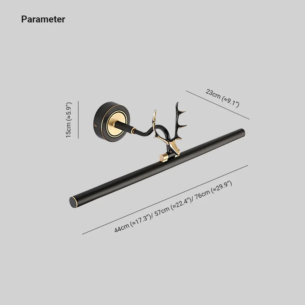 Wandlamp zwart met goud hertenkop badkamer