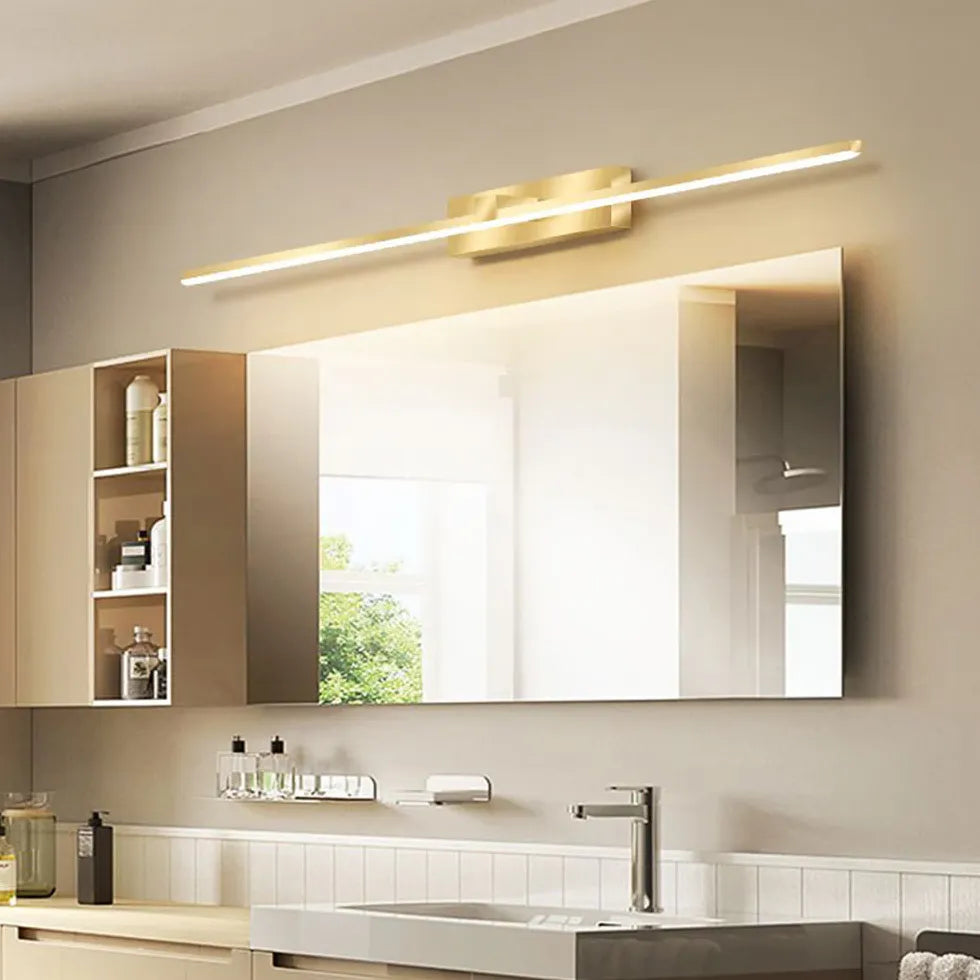 Led spiegelverlichting goudkleurige langwerpige wandlamp