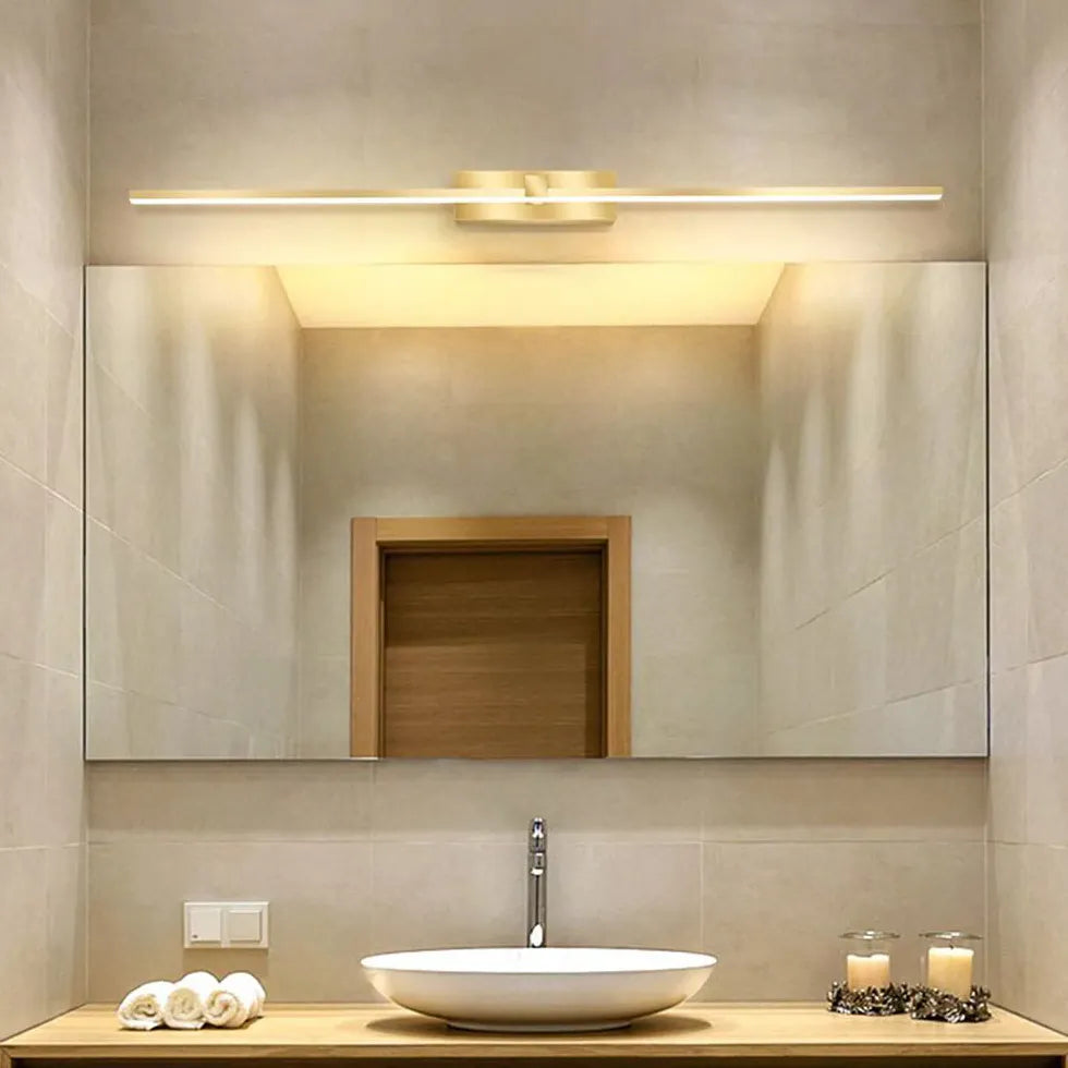 Led spiegelverlichting goudkleurige langwerpige wandlamp