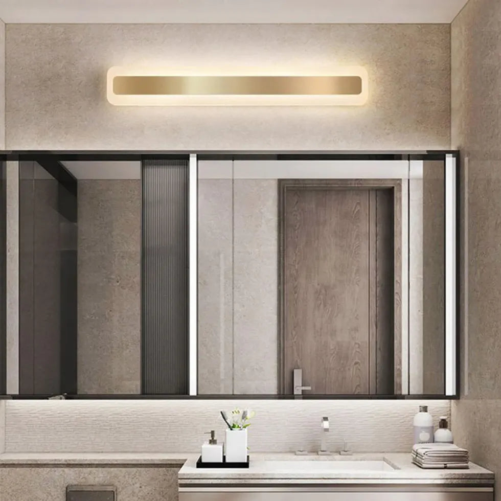 Spiegelverlichting led in gouden kleur rechthoekige wandlamp