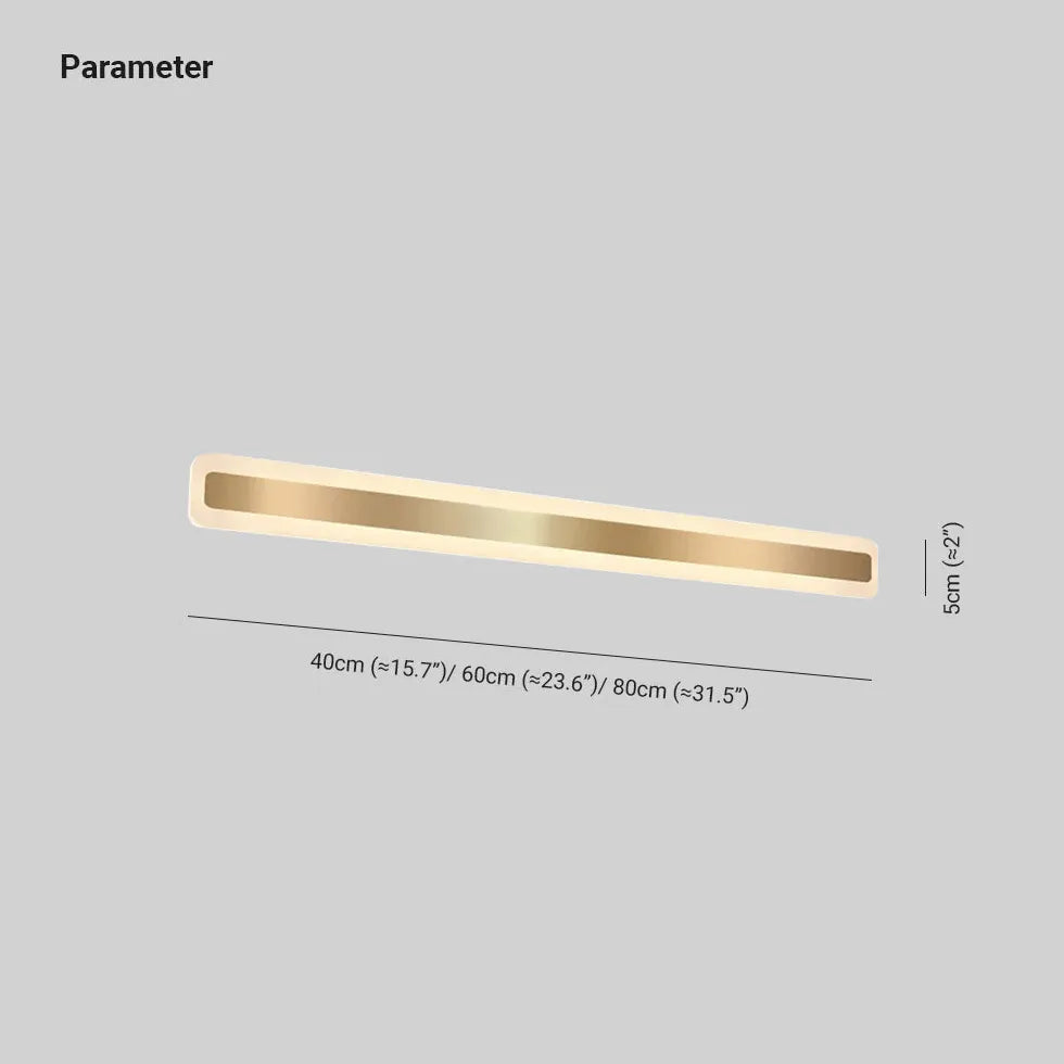 Spiegelverlichting led in gouden kleur rechthoekige wandlamp