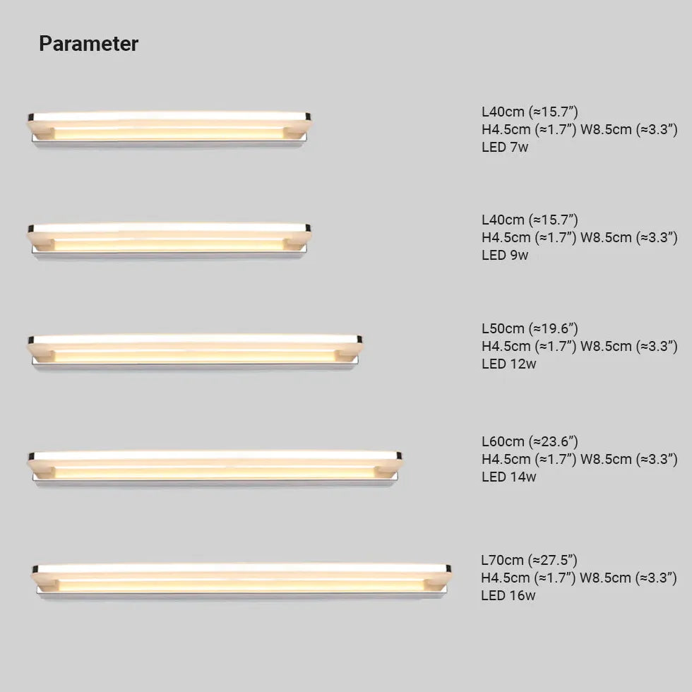 Wandlampen led binnen zilver lang recht