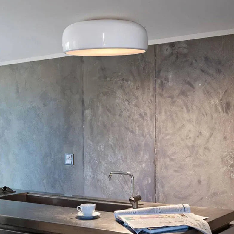 Design plafondlampen woonkamer witte ronde schijf