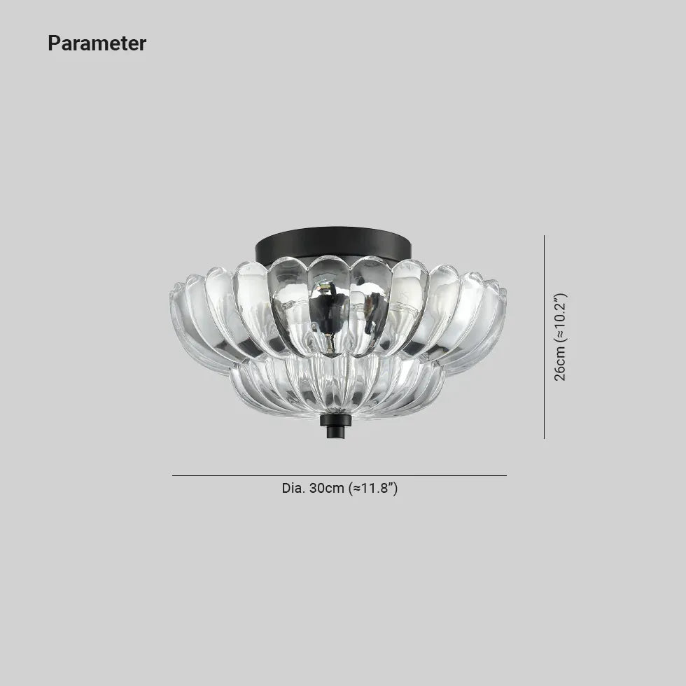 Plafonniere e27 bloemen glas kap